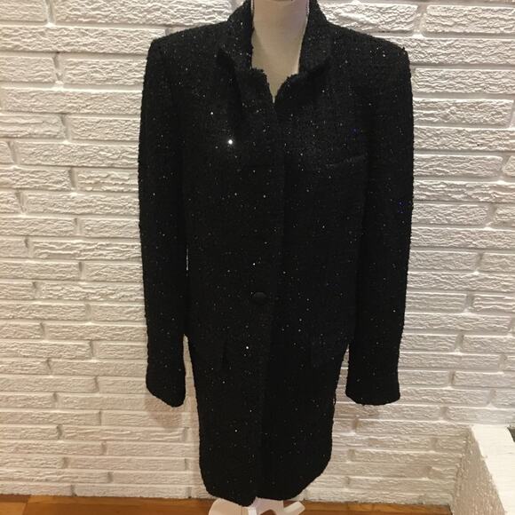 Generation Love Sparkly Long One Button Jacket Black - Picture 1 of 16